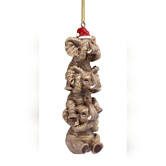 Design Toscano See, Speak, Hear No Evil Elephant Holiday Tree Ornament - Picture 2 of 7